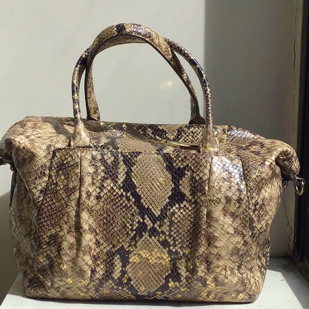 Elaine Turner Gold Python Leather Satchel